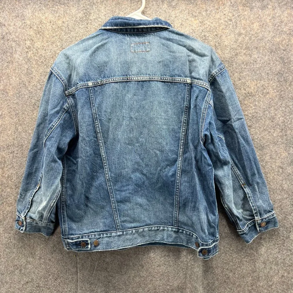 Ralph Lauren Denim Jacket Women Large Blue Jean Button Down Vintage Distressed - Picture 10 of 12